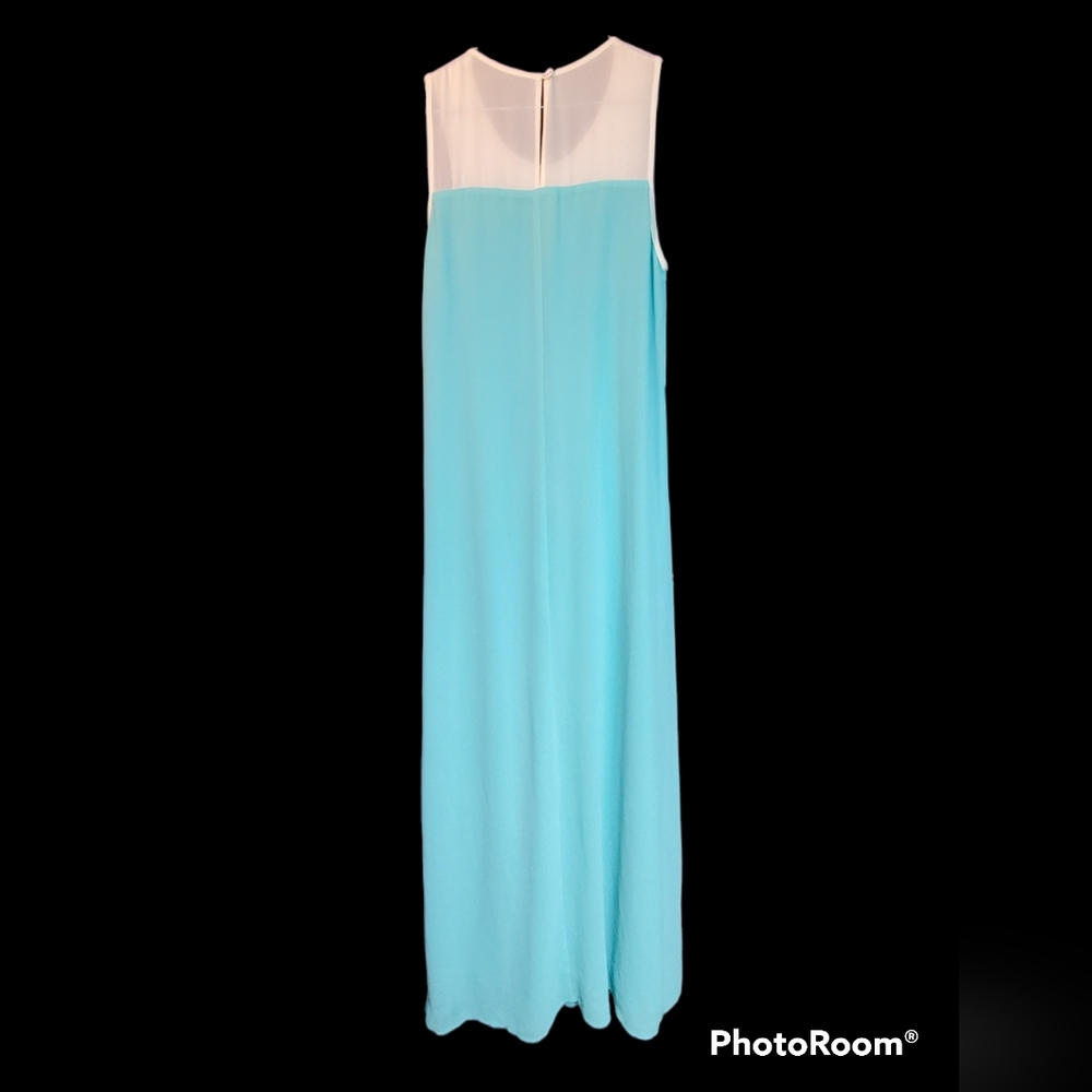 Flying Tomato sleeveless maxi dress, mint green sheer overlay embroidery Small - Picture 2 of 5